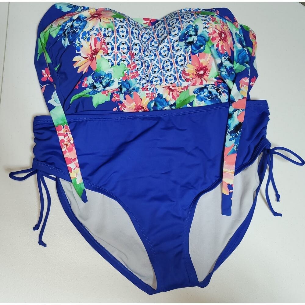 24th & Ocean Tankini Swimsuit Womens L XL Separates Halter Top Bottom New - Picture 7 of 16